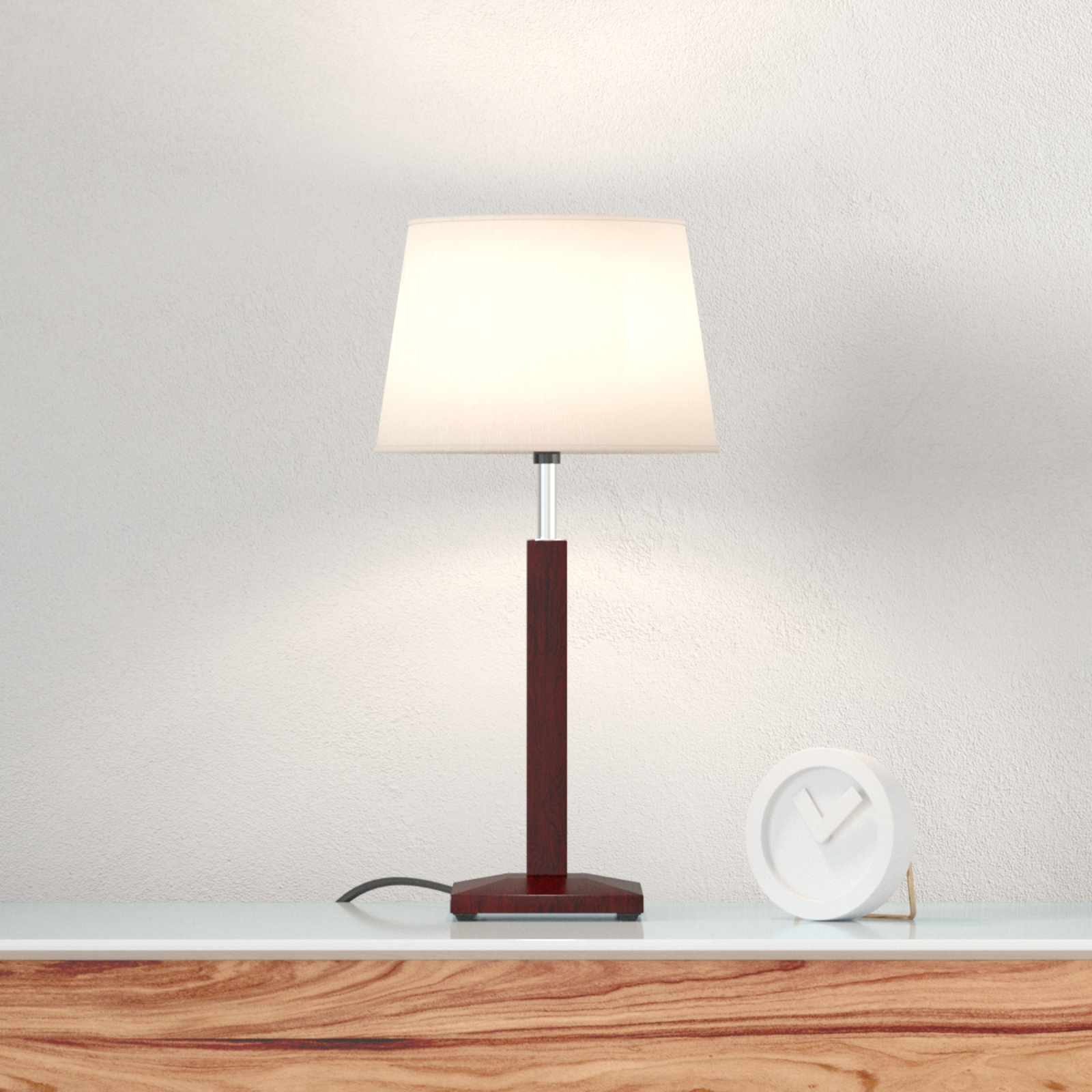 Aluminor Zanzibar lt table lamp, ebony, for Living / Dining Room, metal, wood, fabric, E27, 40 W, energy efficiency: A++, H: 51 cm