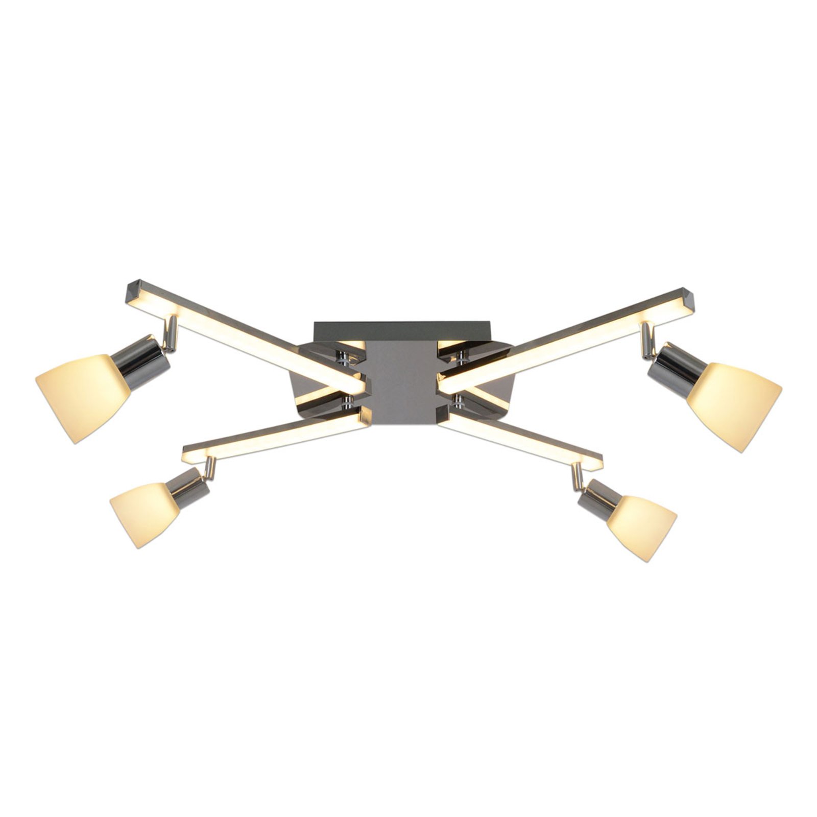 Näve Ibiza LED ceiling light 4-bulb, for Living / Dining Room, metal, glass, plastic, energy efficiency: A, L: 68 cm, W: 25 cm, H: 22 cm