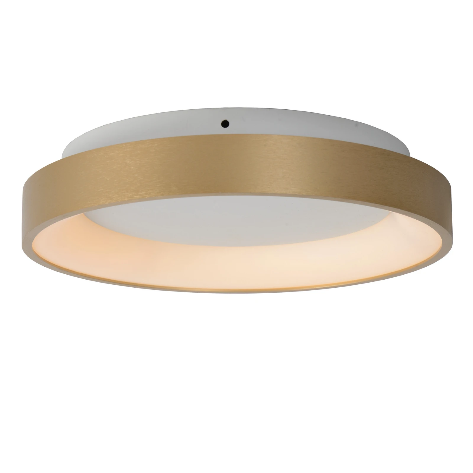 LED stropna svjetiljka Vidal, zlatna, Ø 28 cm, prigušiva, akril