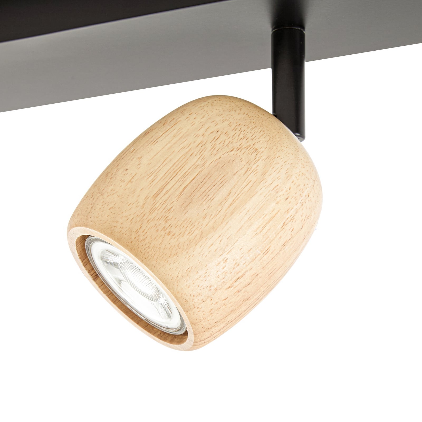 Lindby downlight Sloane, 4 lyskilder, tre/svart, GU10 Lindby downlight Sloane, 4 lyskilder, tre/svart, GU10