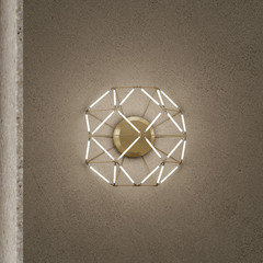 Aplique de pared LED Euclide, color dorado, metal, 37,5 cm de ancho