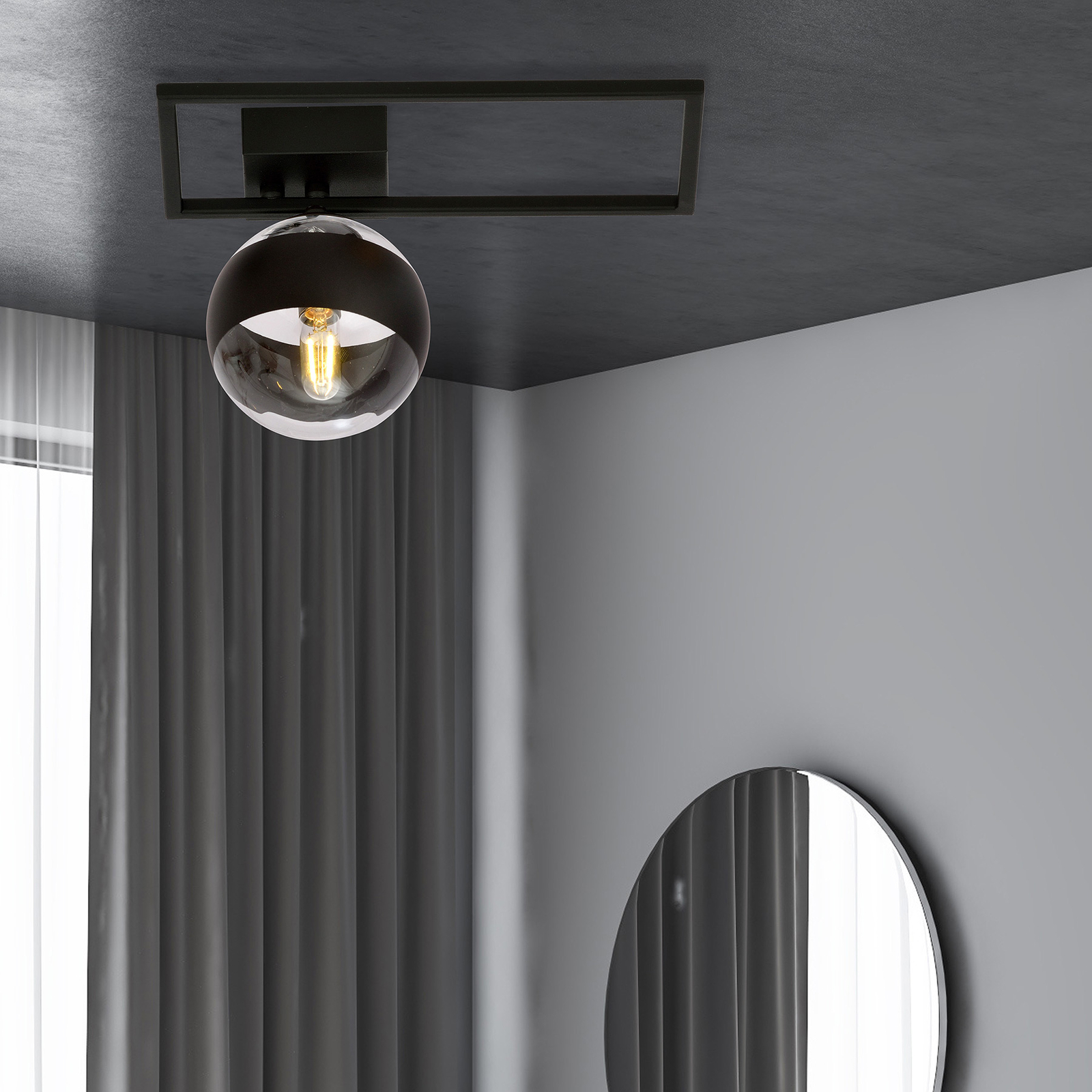 Imago ceiling light 1D, black/clear, one-bulb