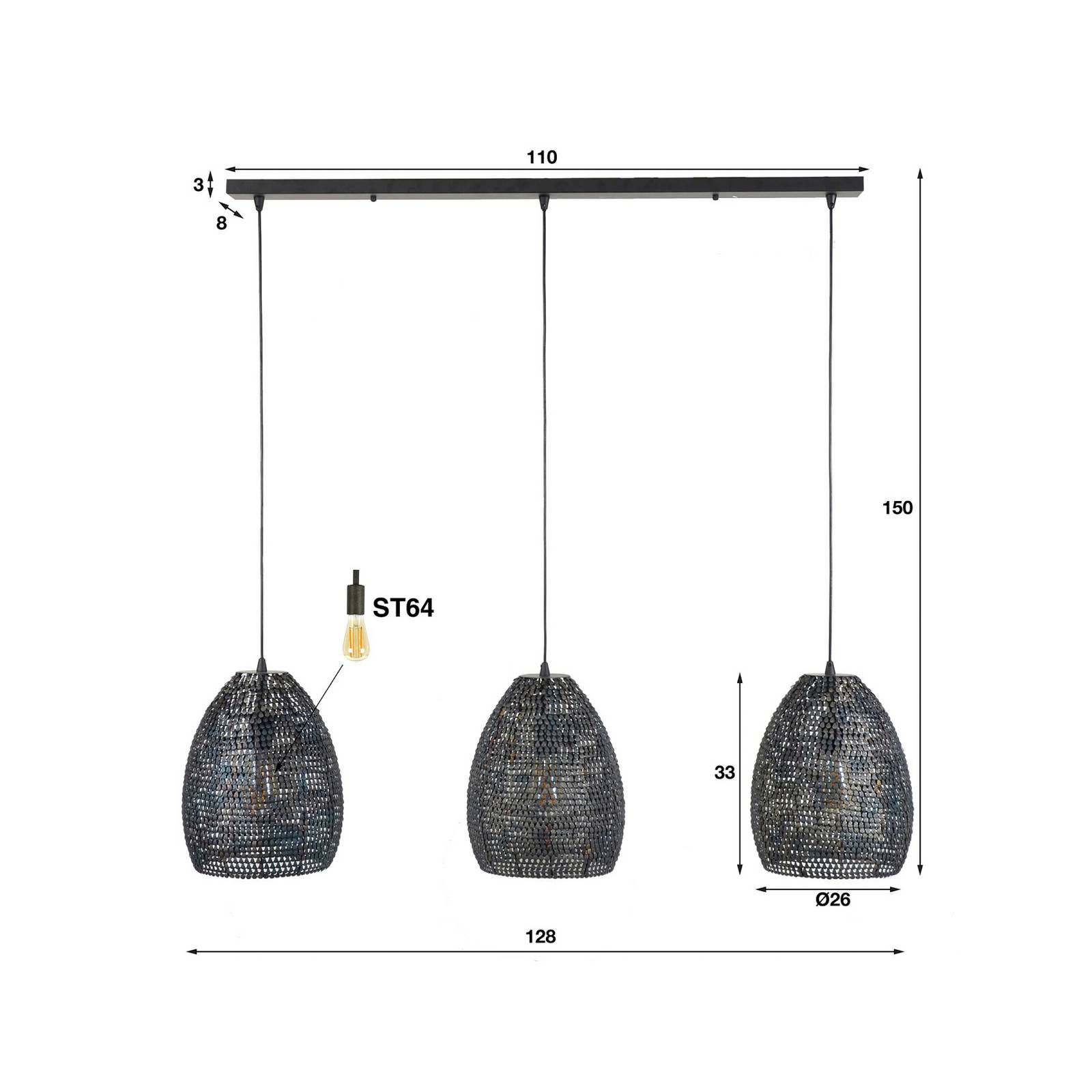 Lampa wisząca Spitse Pet, antyczne srebro