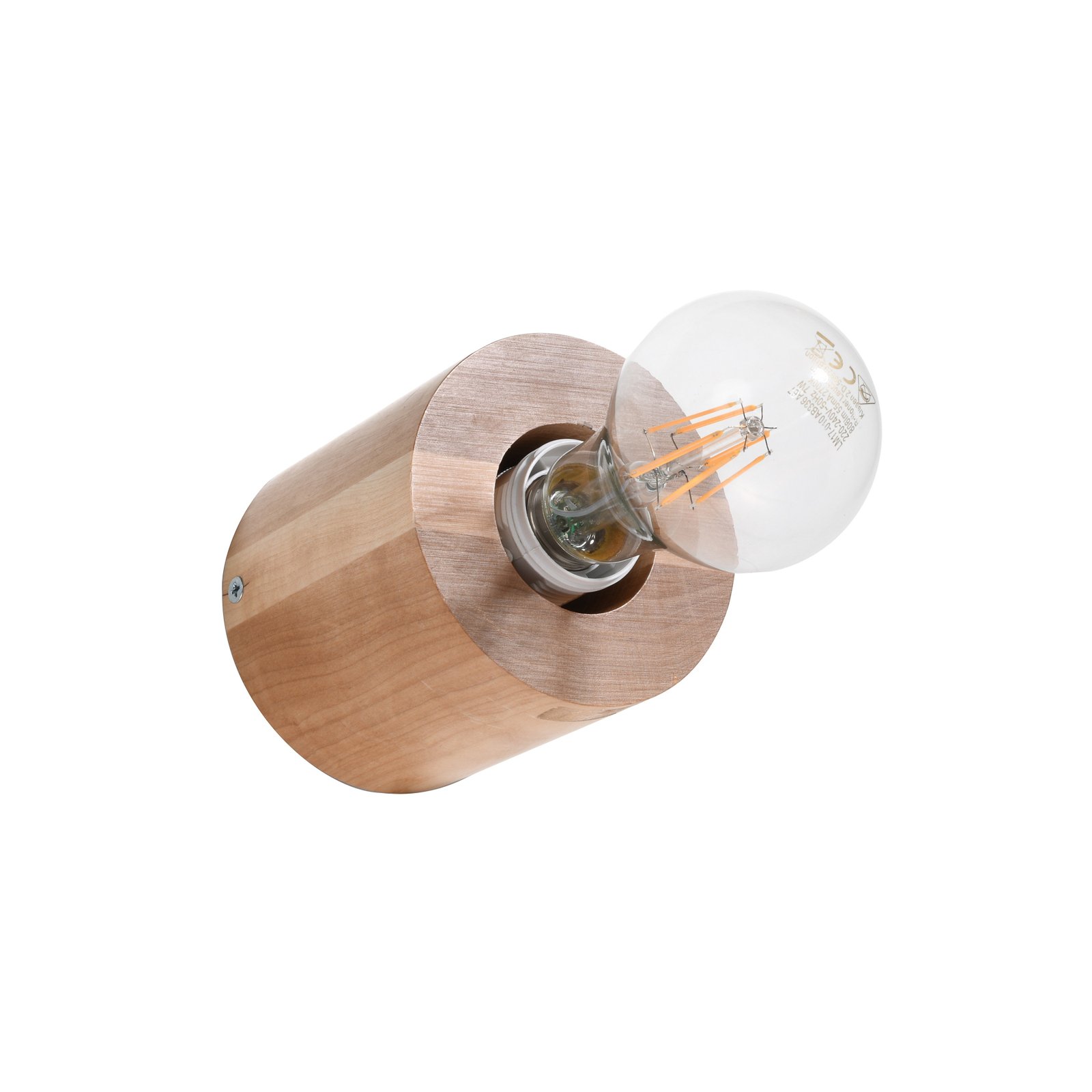 Envostar Peach Puff wall light, wooden cylinder