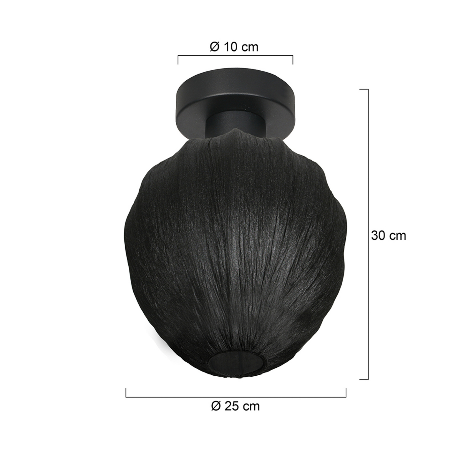 Plafonieră Bloeba, negru, Ø 25 cm, pânză/metal