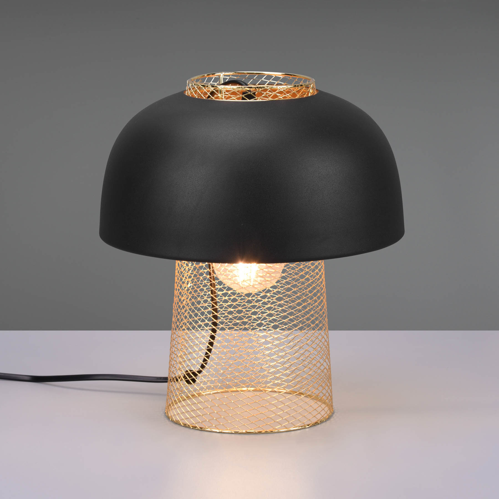 Lampa stołowa Punch, czarna/złota, Ø 25 cm