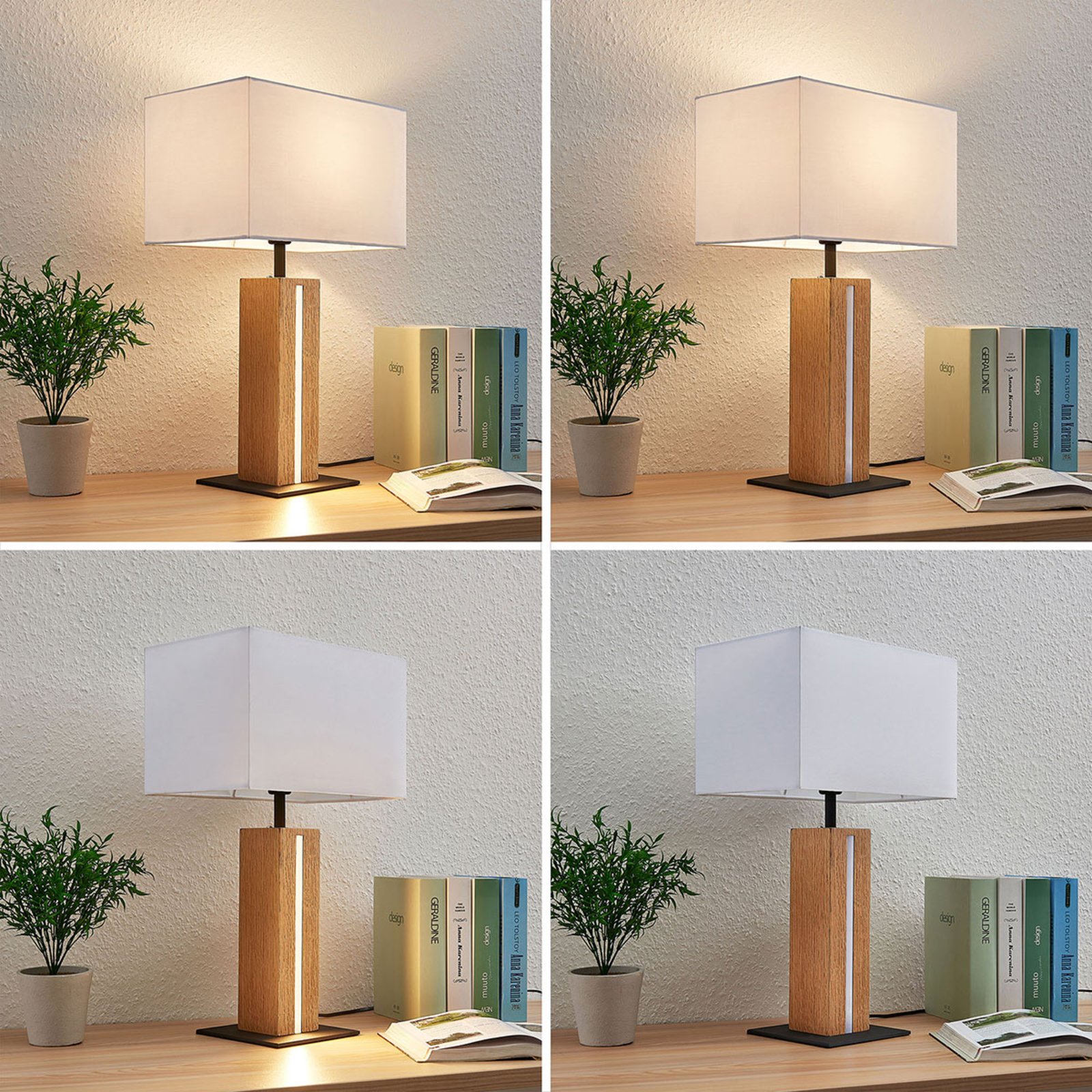 Garry Square Stolní Lampa White/Wood - Lindby