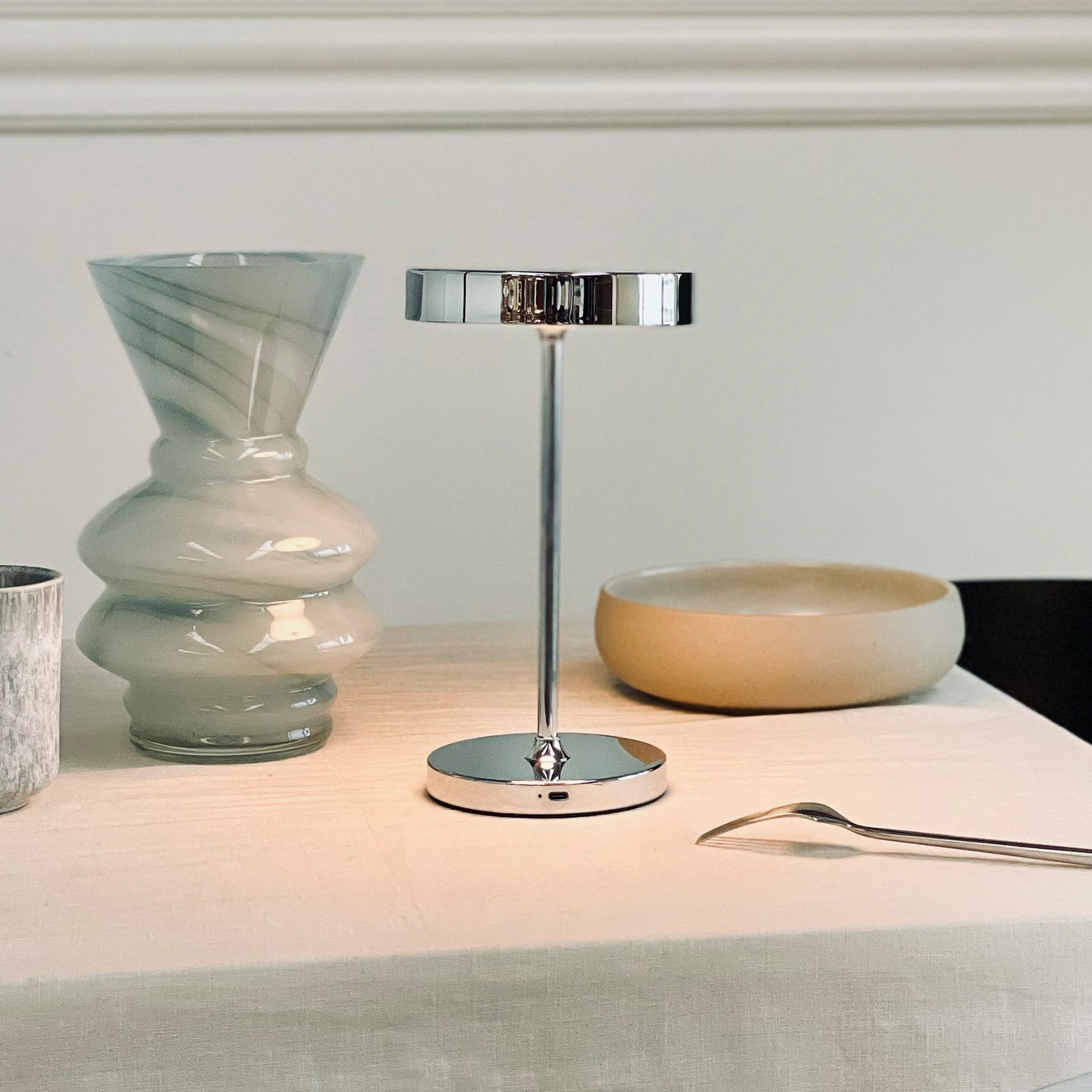 Starlight LED tafellamp, chroom, metaal - Dyberg Larsen