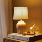 Lampa de masă Lyon, roz/bej, înălțime 32 cm, ceramică/in