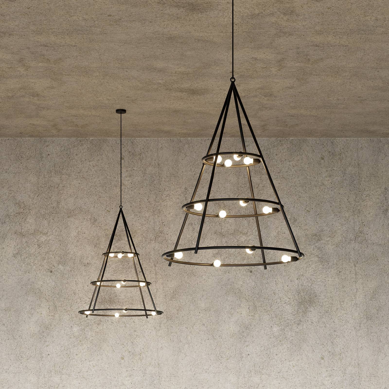 Artemide El Porís suspension Ø 120cm à 12 lampes