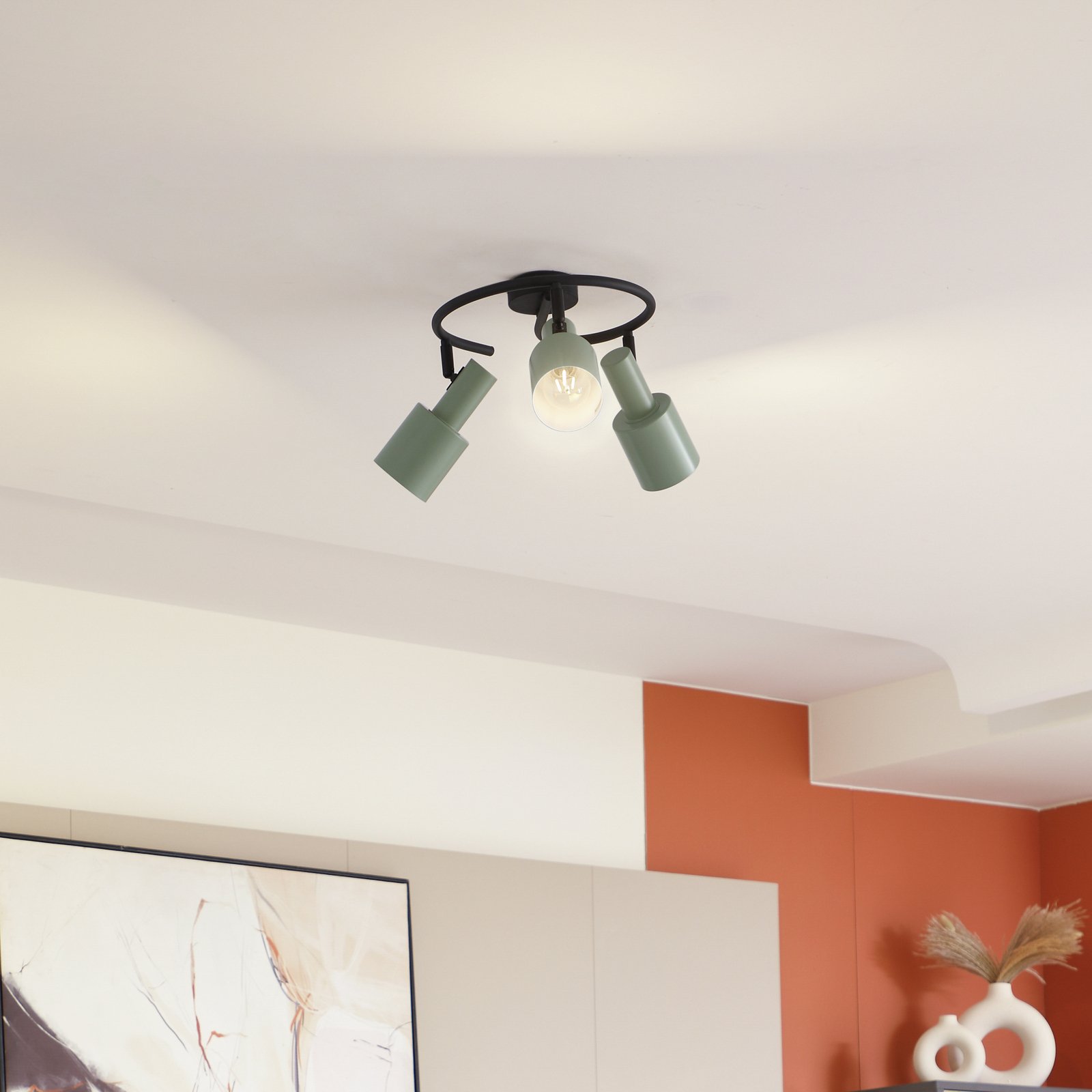 Ovelia 3 Round Deckenleuchte Green/Black - Lindby