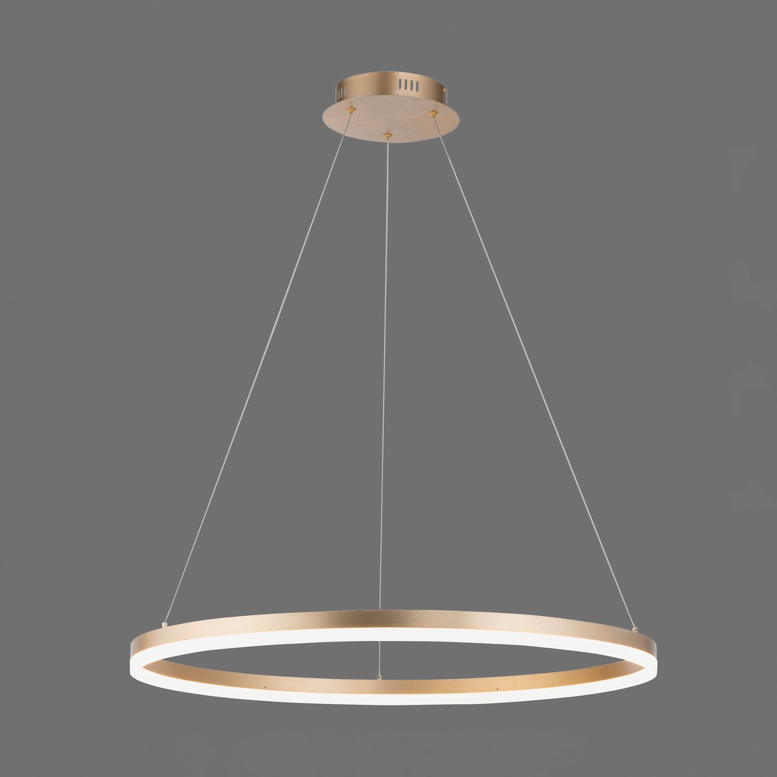 Titus LED pendant light, round, Ø80 cm, matt brass