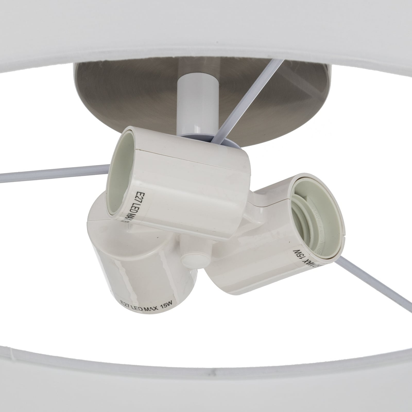Lindby Sebatin ceiling light, Ø 50 cm, white, fabric, E27