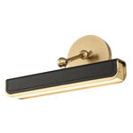 VALISE LED wall light, black/antique brass, 31 cm faux leather
