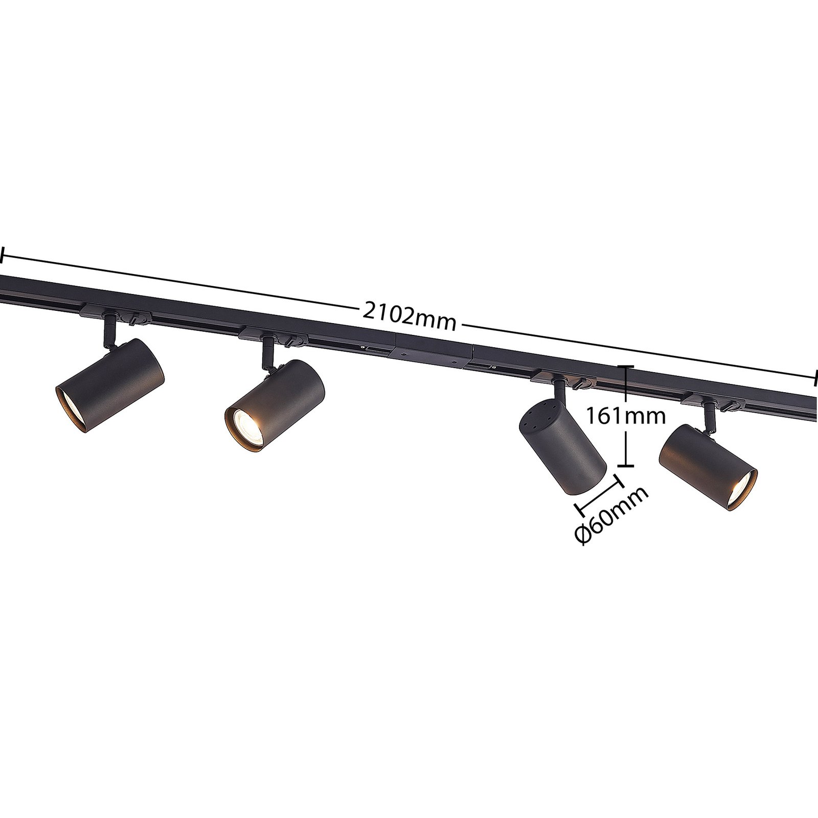 Lindby compleet railsysteem Linaro, 4-lamps, zwart