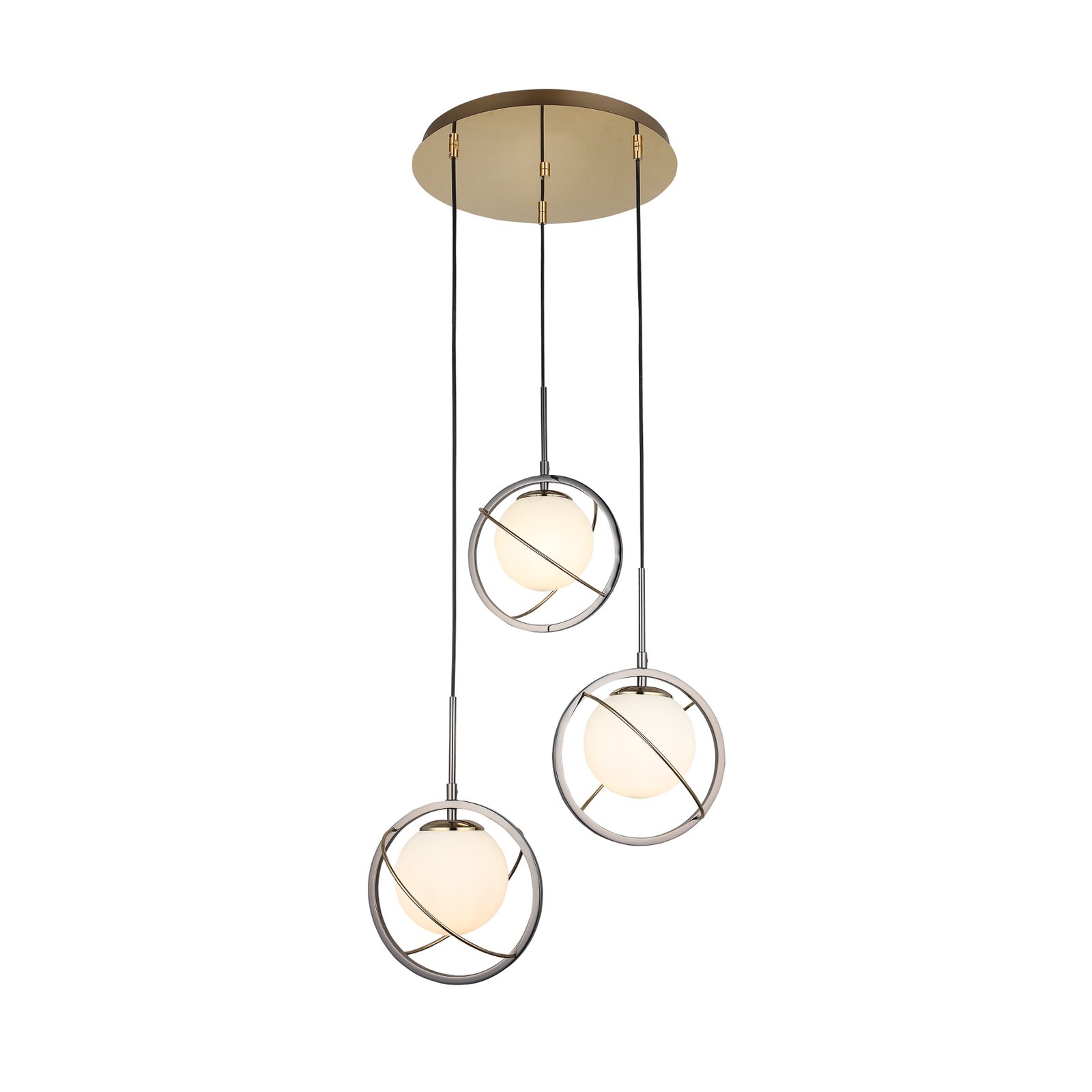 Hanglamp Mondo, goud/parelzwart, 3-lamps