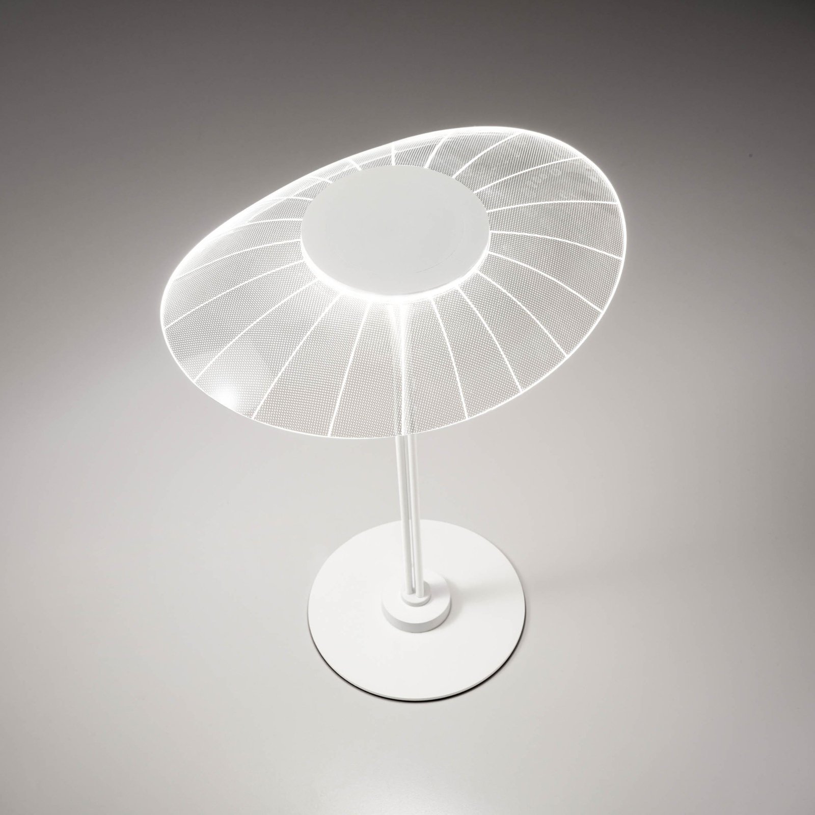 LED galda lampa Vela, balta/caurspīdīga, 36cm, akrila, aptumšotājs