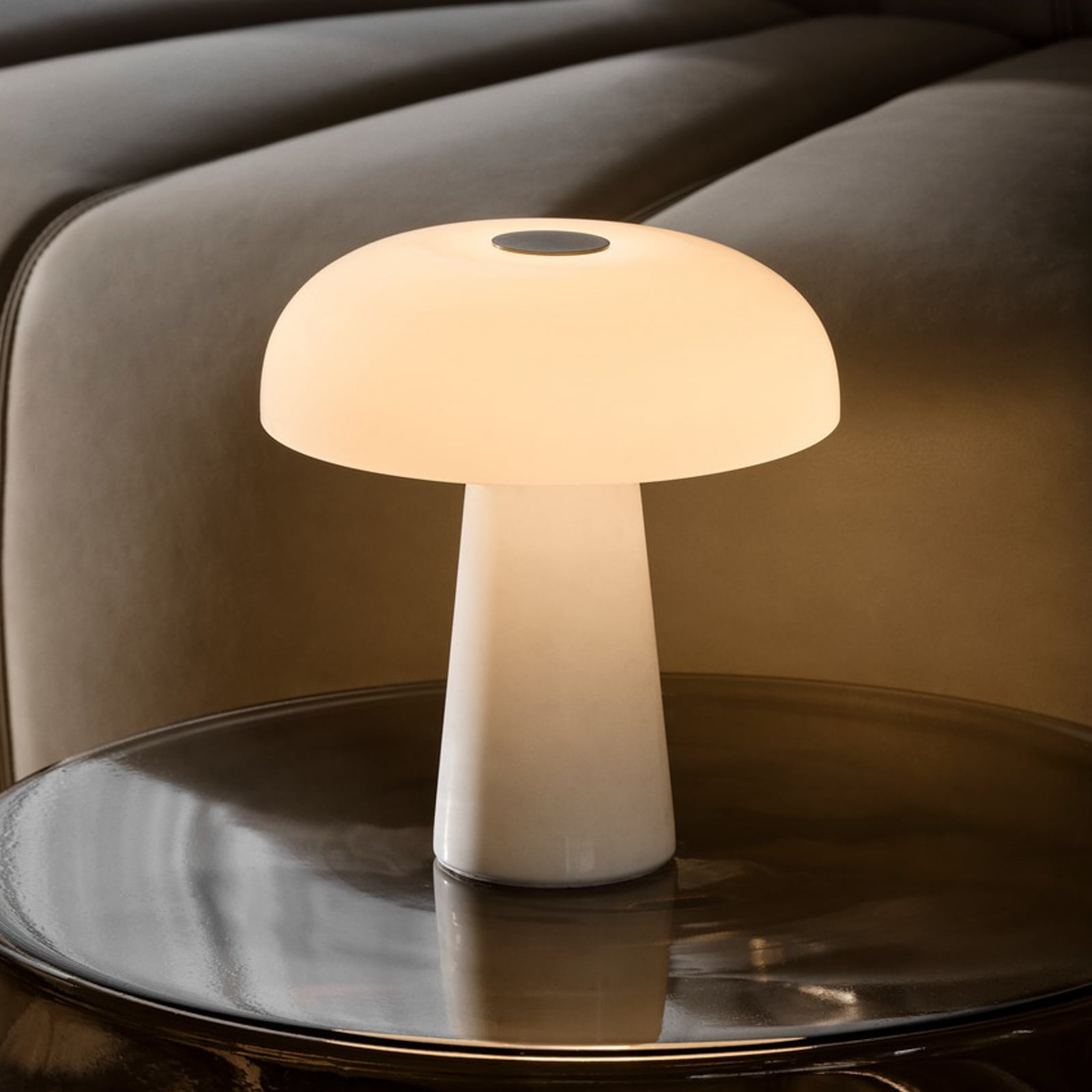 Glossy mini, LED-Akku-Tischleuchte, Marmor weiß, Nordlux