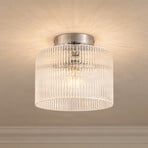 Lucande taklampe Meritt, krom/klar, Ø 25 cm, glass