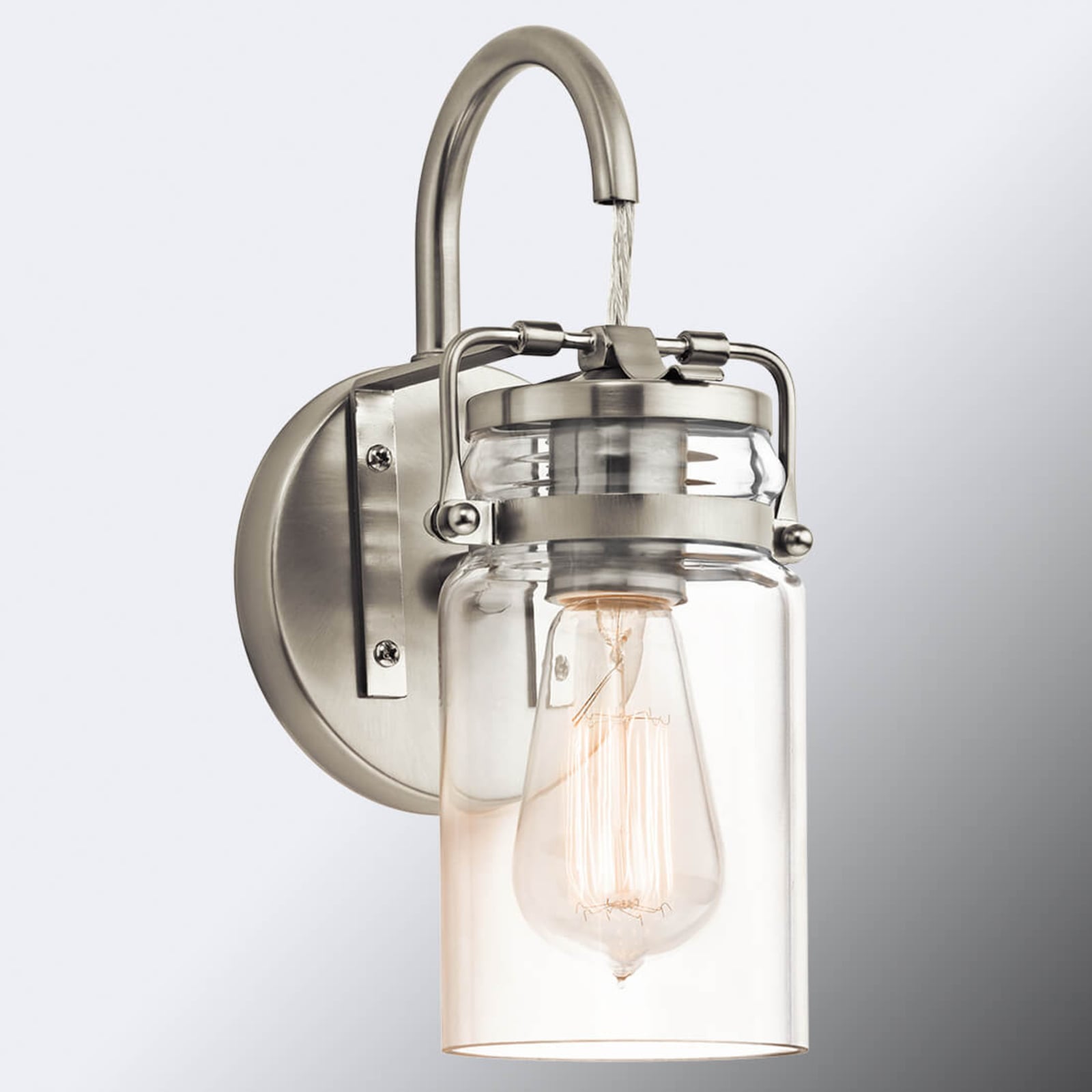 Brinley væglampe, nikkel, højde 29 cm – KICHLER