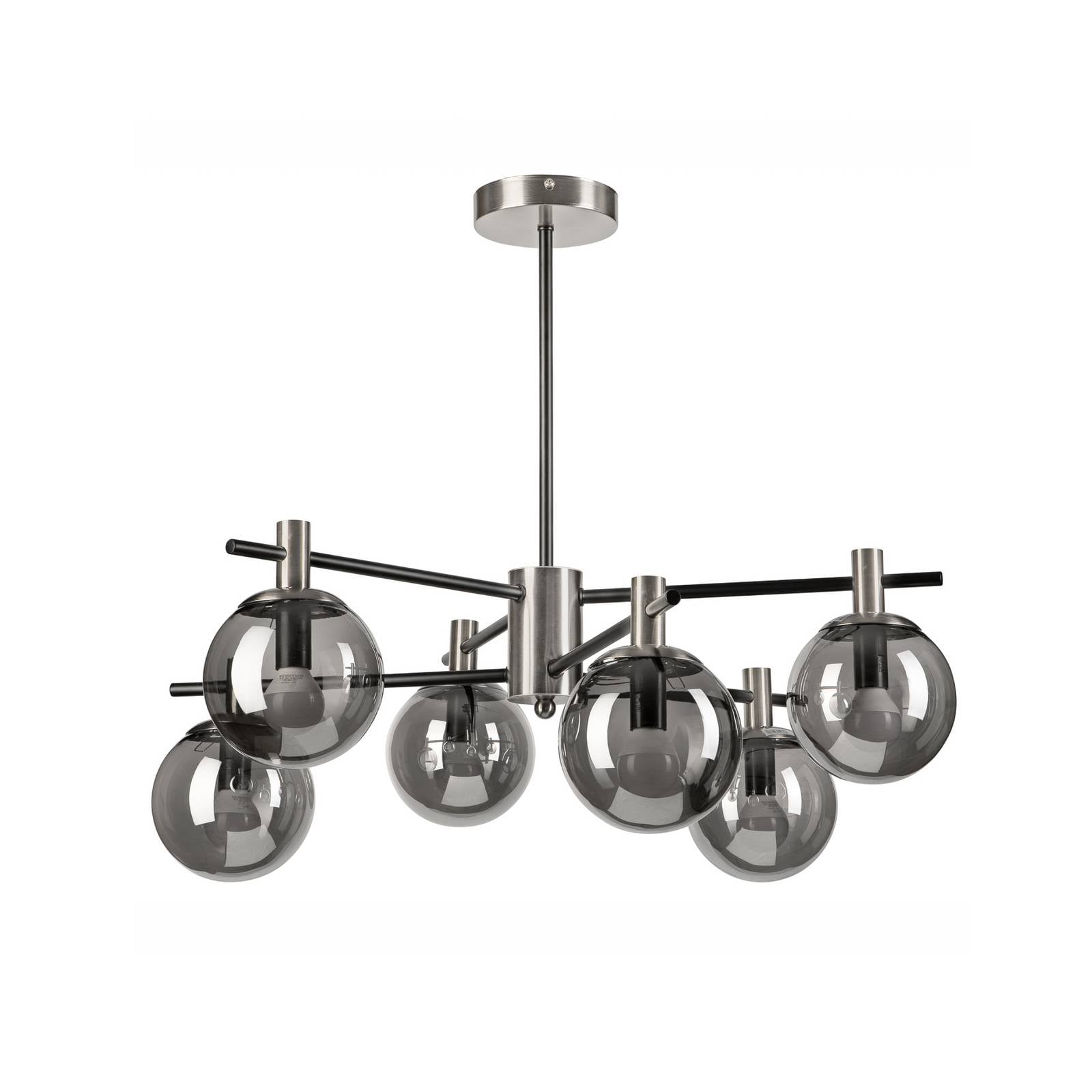 Deckenlampe Lilou, Ø 53cm, rauchgrau, Glas/Metall, 6-flg.