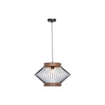 Hanglamp Darling van staal en hout, hoekig