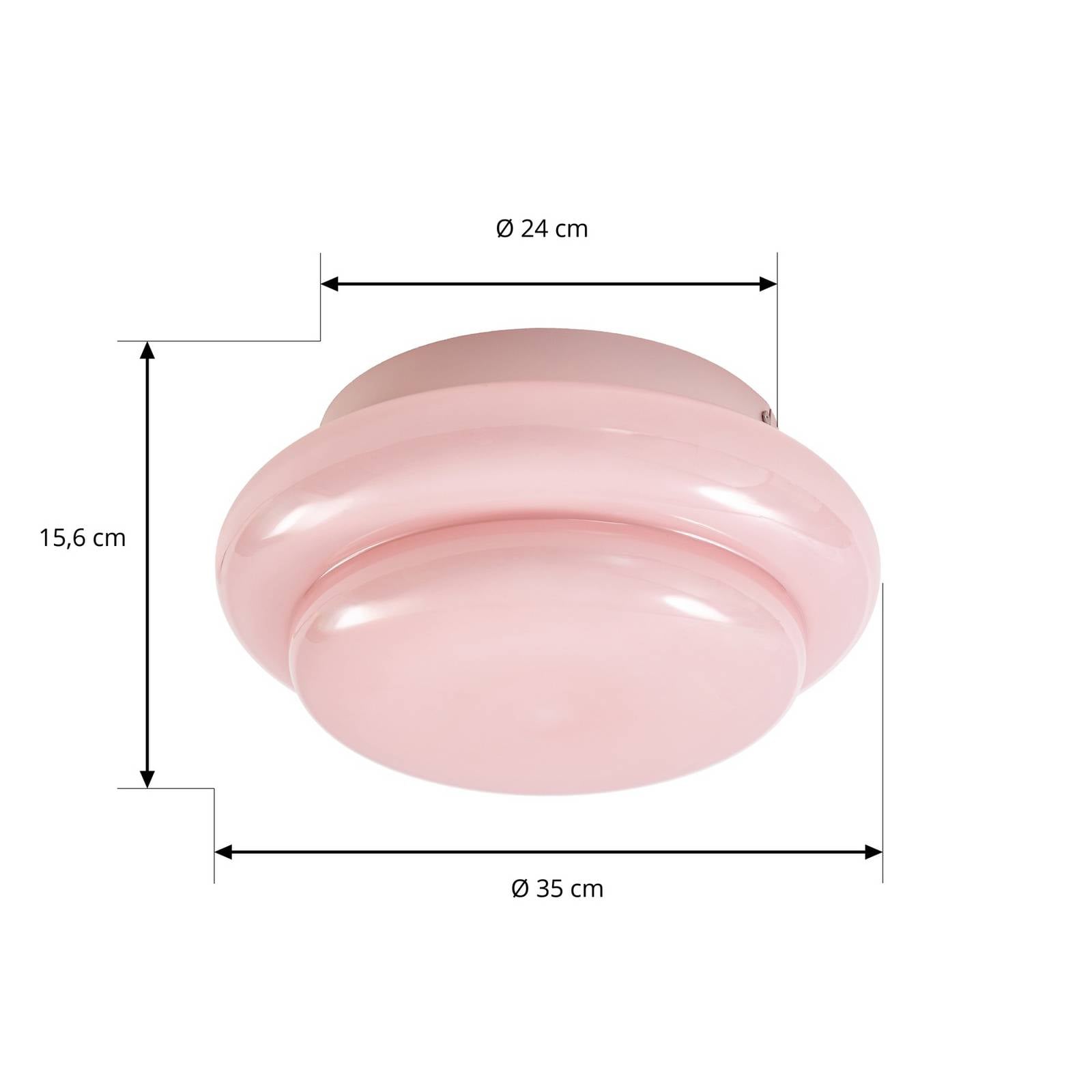 Lampa sufitowa Lucande Leilani, Ø 35 cm, różowa, E27, szkło