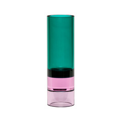 Hübsch Astro fyrfadsstage, grøn/pink, krystalglas, 15 cm