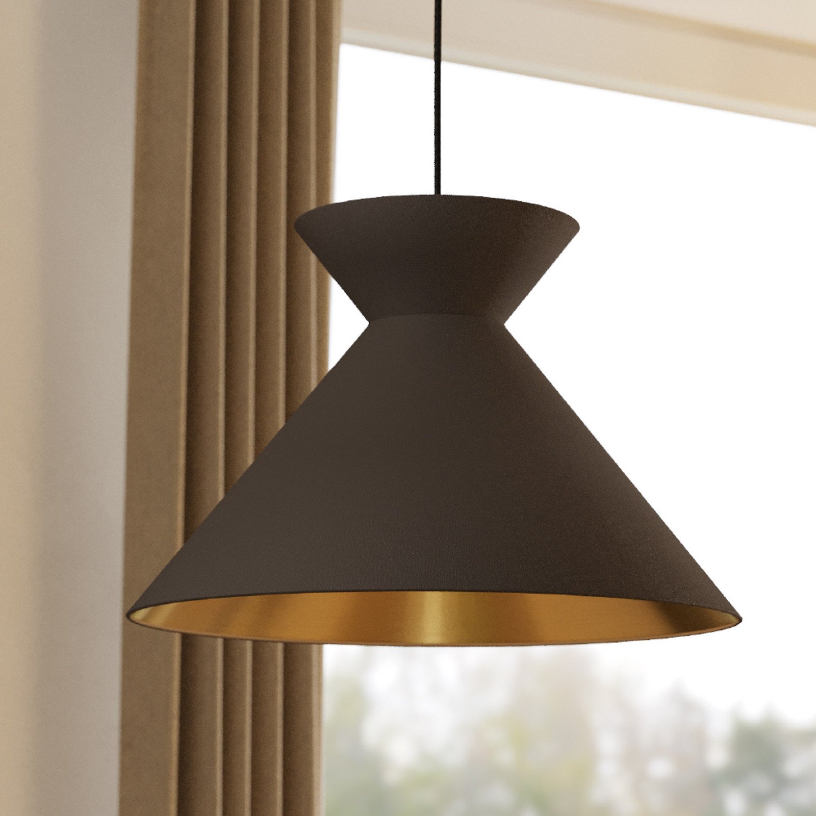 EGLO Lampă suspendată Nastasia cappuccino/aur 1 lumină - Camera de zi / sufragerie - modern - cappuccino alamă negru - Metal