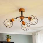 Pahlen ceiling light, 3-bulb, wood details