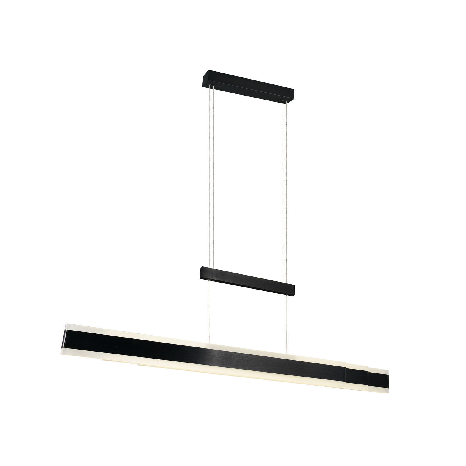 Candeeiro suspenso LED Arcola preto, comprimento 152 cm, regulador de Candeeiro suspenso LED Arcola preto, comprimento 152 cm, regulador de
