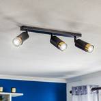 Kumo ceiling spotlight black/gold three-bulb