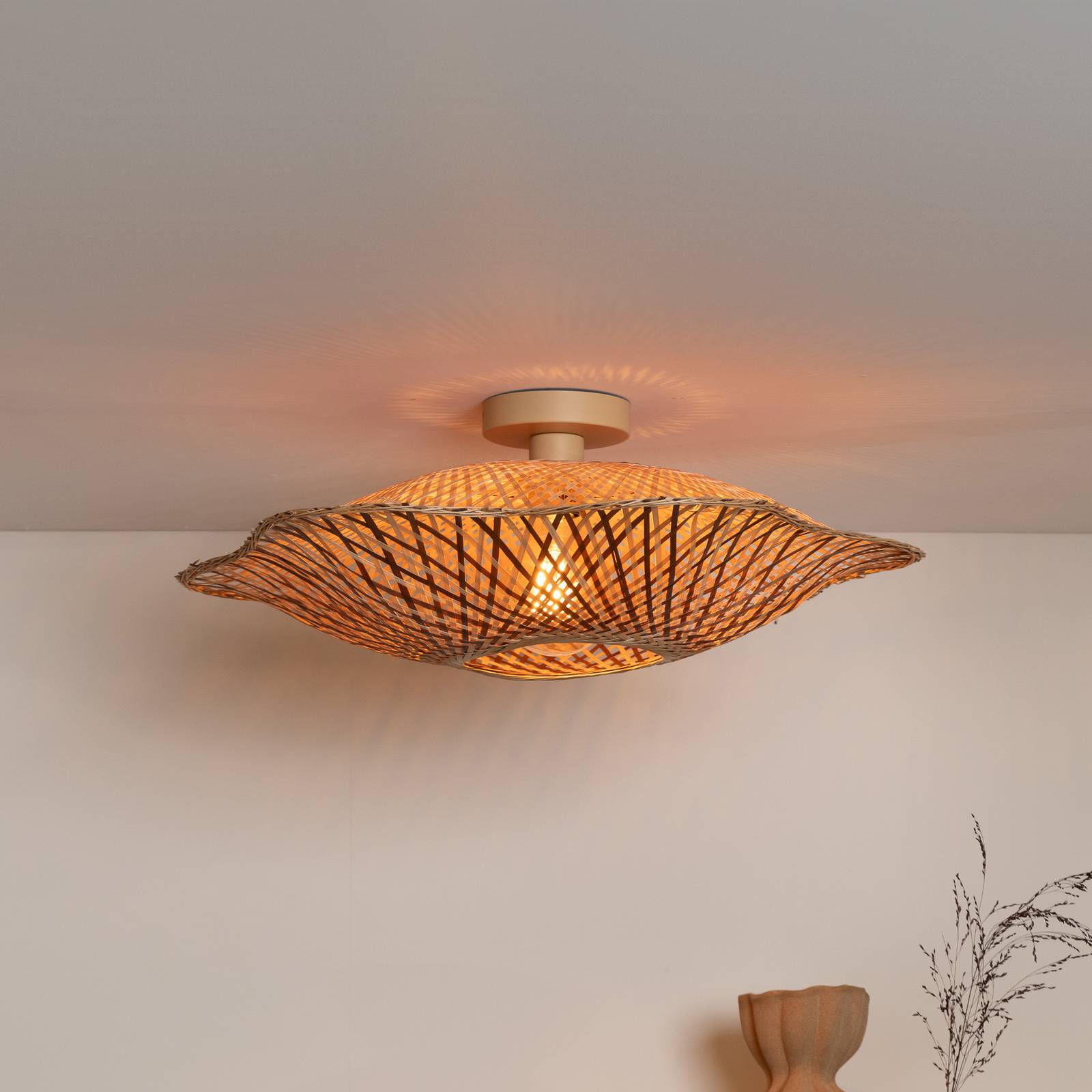 GOOD & MOJO Lampa sufitowa Madura, Ø 60 cm, brązowa, bambus E27