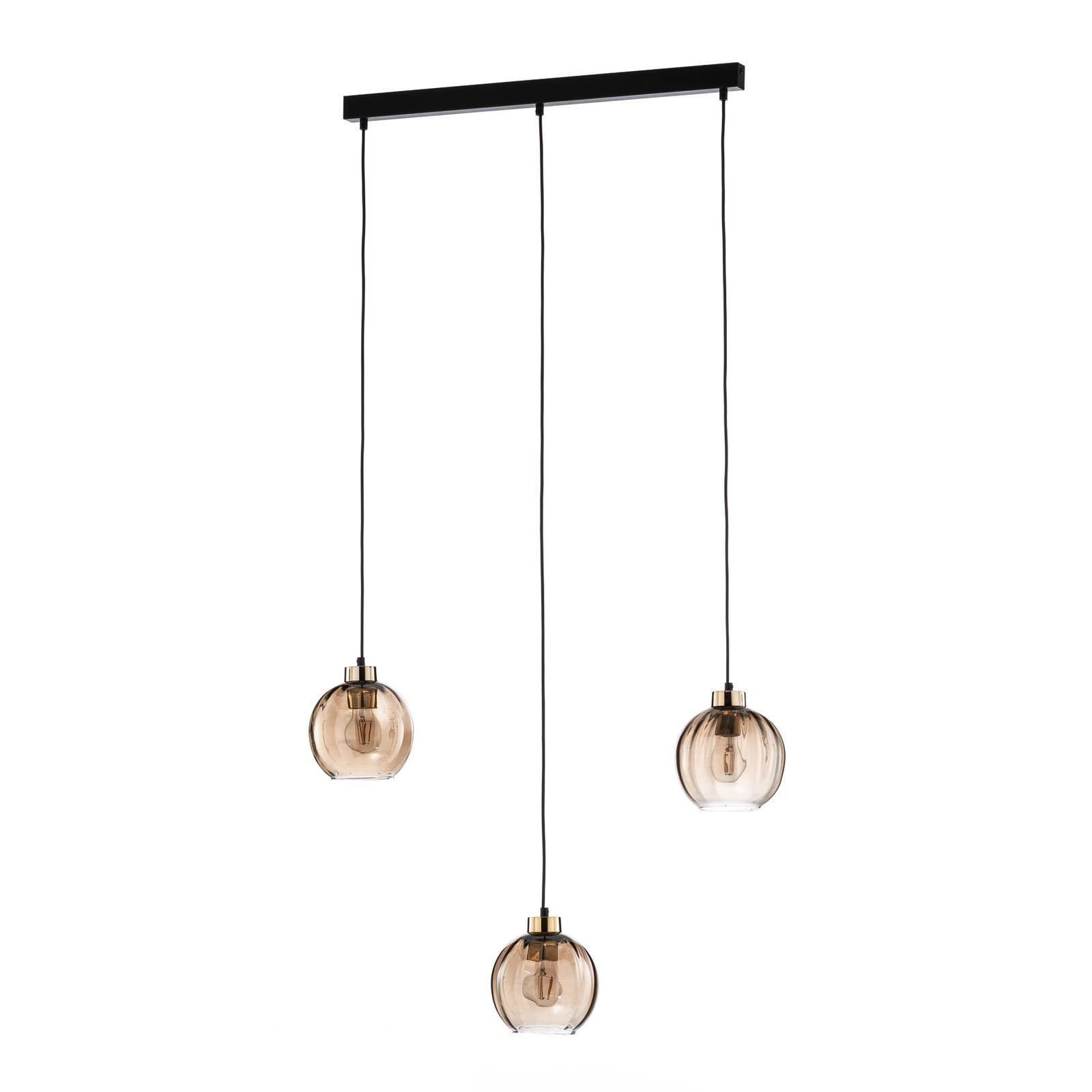 Hängeleuchte Devi, amber, dreiflammig, Balken