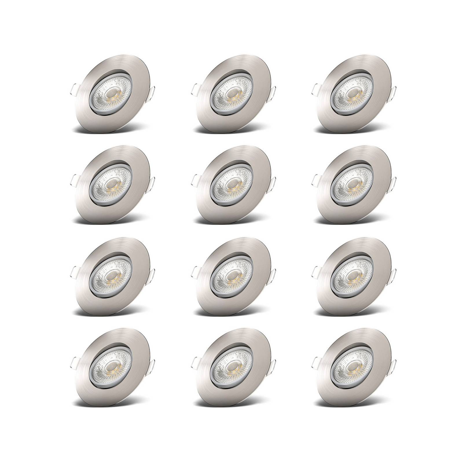 LED-Einbauspot Slide 12er-Set, nickel matt, 3.000 K