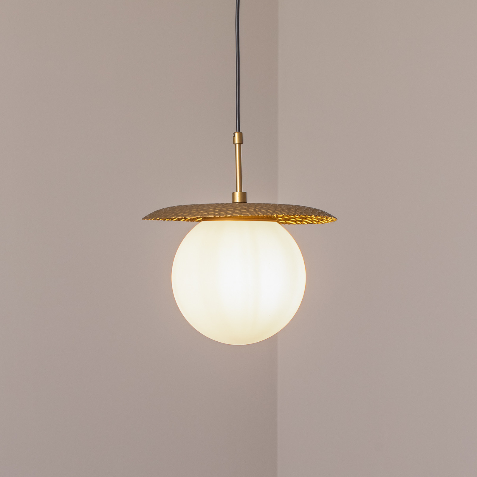 Opviq Lampă suspendată Anemon auriu sticlă Ø 30 cm E27 - Camera de zi / sufragerie - Modern - auriu alb opal