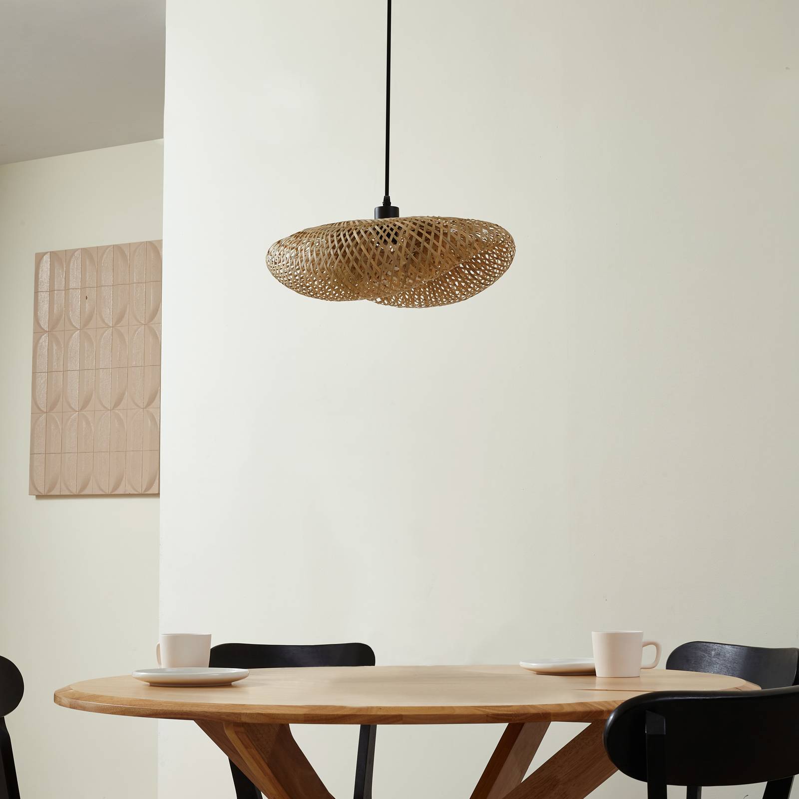 Lampa wisząca Eleane, bambus, naturalny, długość 50 cm, E27