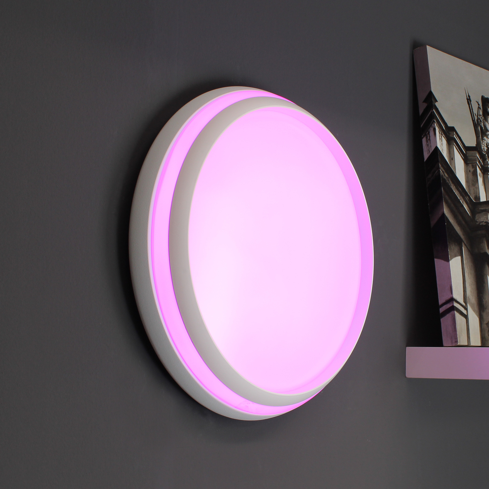 LED lubinis šviestuvas "Cepa", RGBW ir CCT, baltas, Ø 35 cm