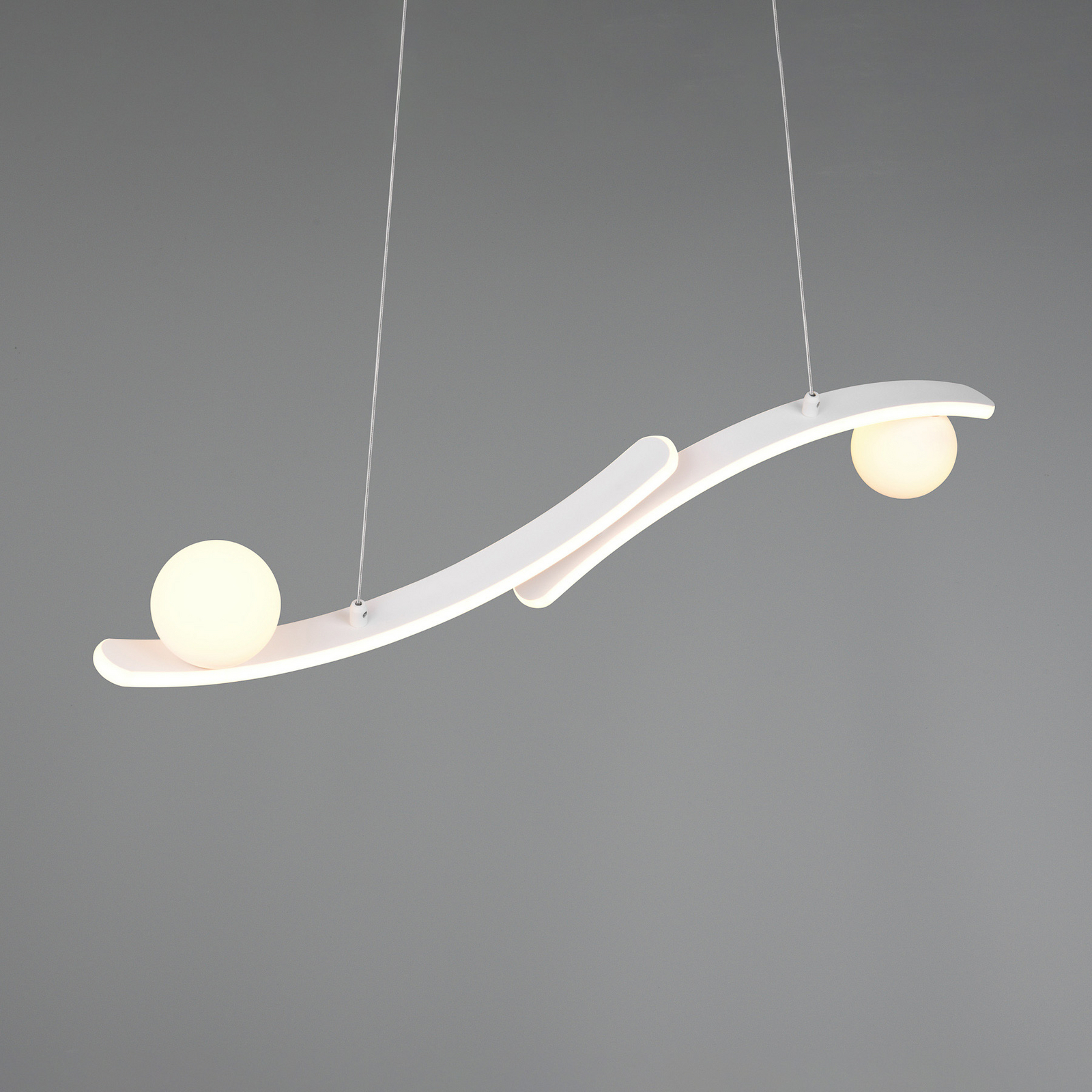 Lampă suspendată LED Napoli, alb mat, lungime 82 cm, metal, CCT