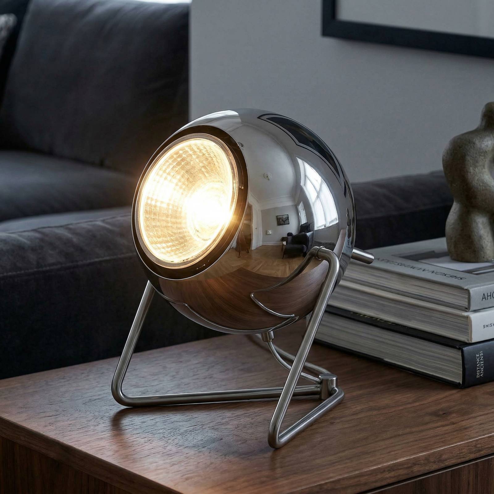 Fabbian Beluga Steel lampe à poser chromée, Ø 9 cm