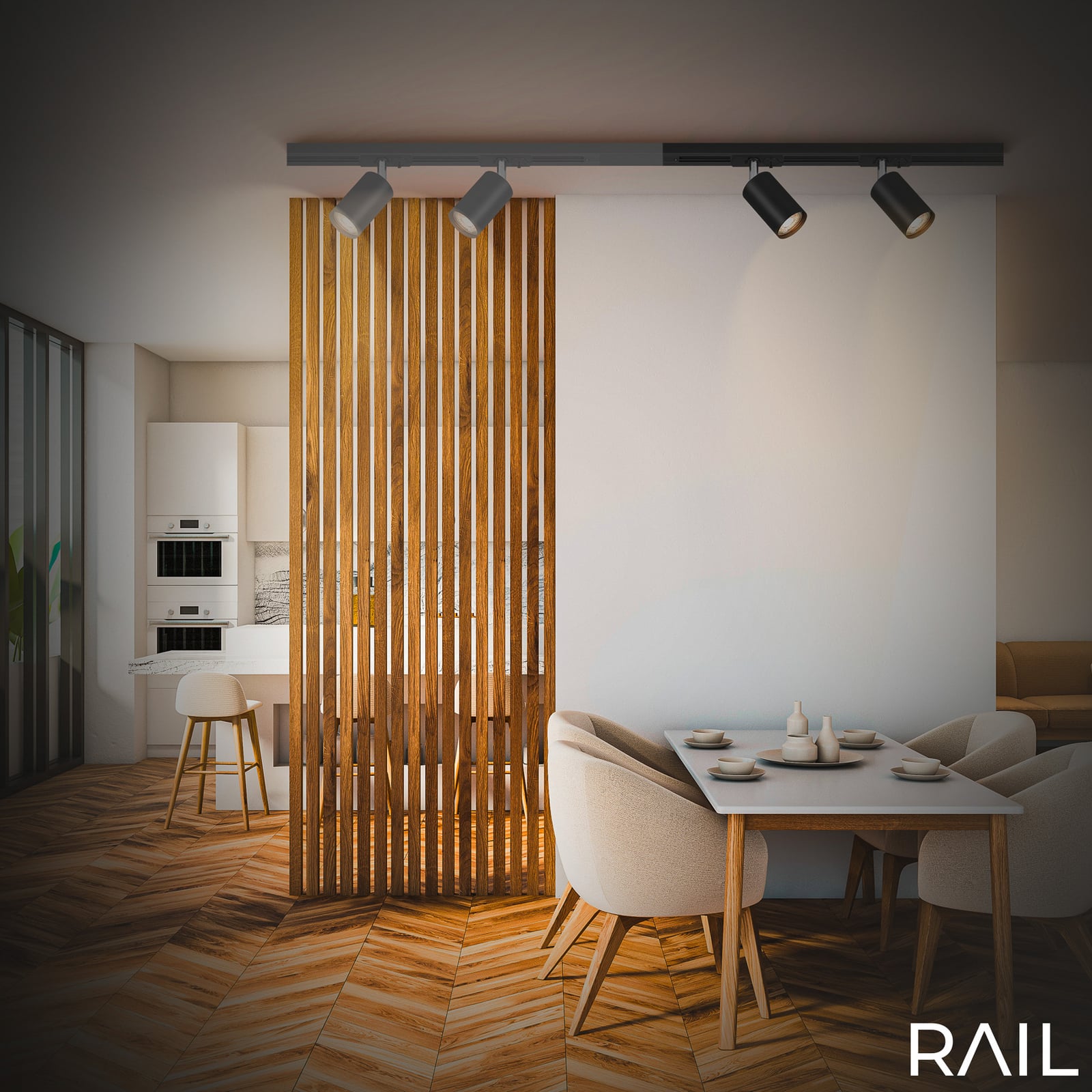 Kiskojärjestelmän laajennus, musta, 80 cm kisko, 2 spotti