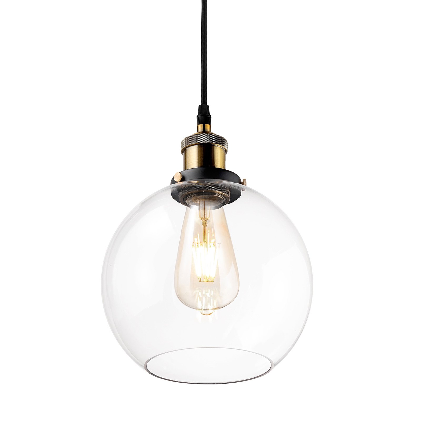 ALTAVOLA DESIGN LA035 hanging light E27 brass/clear, for Living / Dining Room, aluminium, glass, E27, 60 W, energy efficiency: A++, H: 27 cm