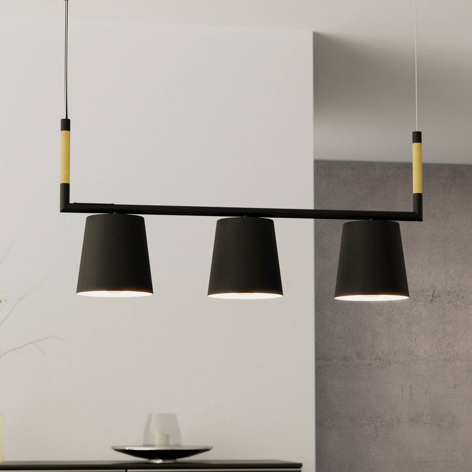 Hängeleuchte Lacey, Länge 78 cm, schwarz, 3-flg., Stahl günstig online kaufen