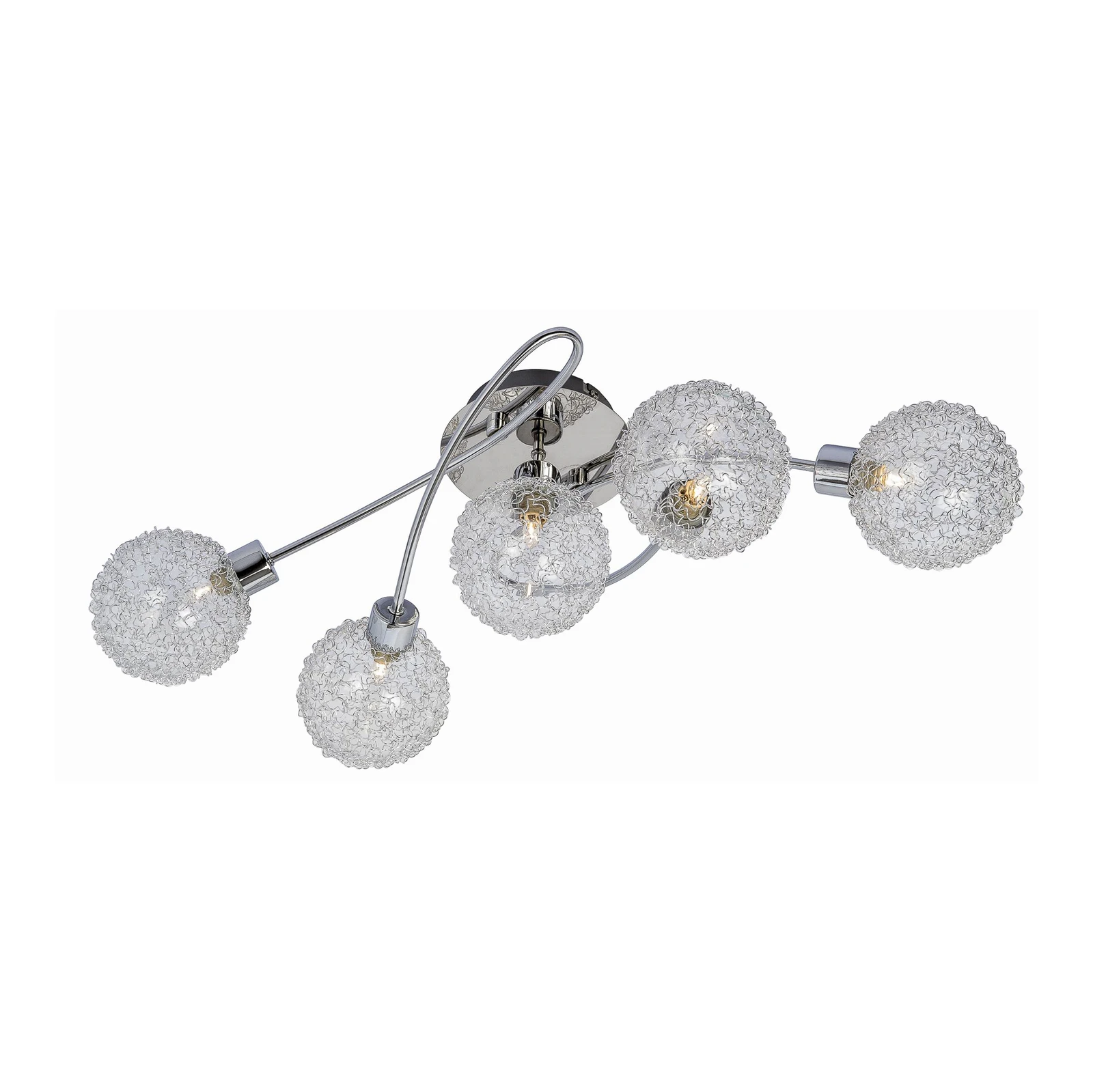 Lindby plafonnier Ticino, 65 cm, à 5 lampes, métal, verre
