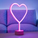 LED stolna lampa Neon Heart, na baterije