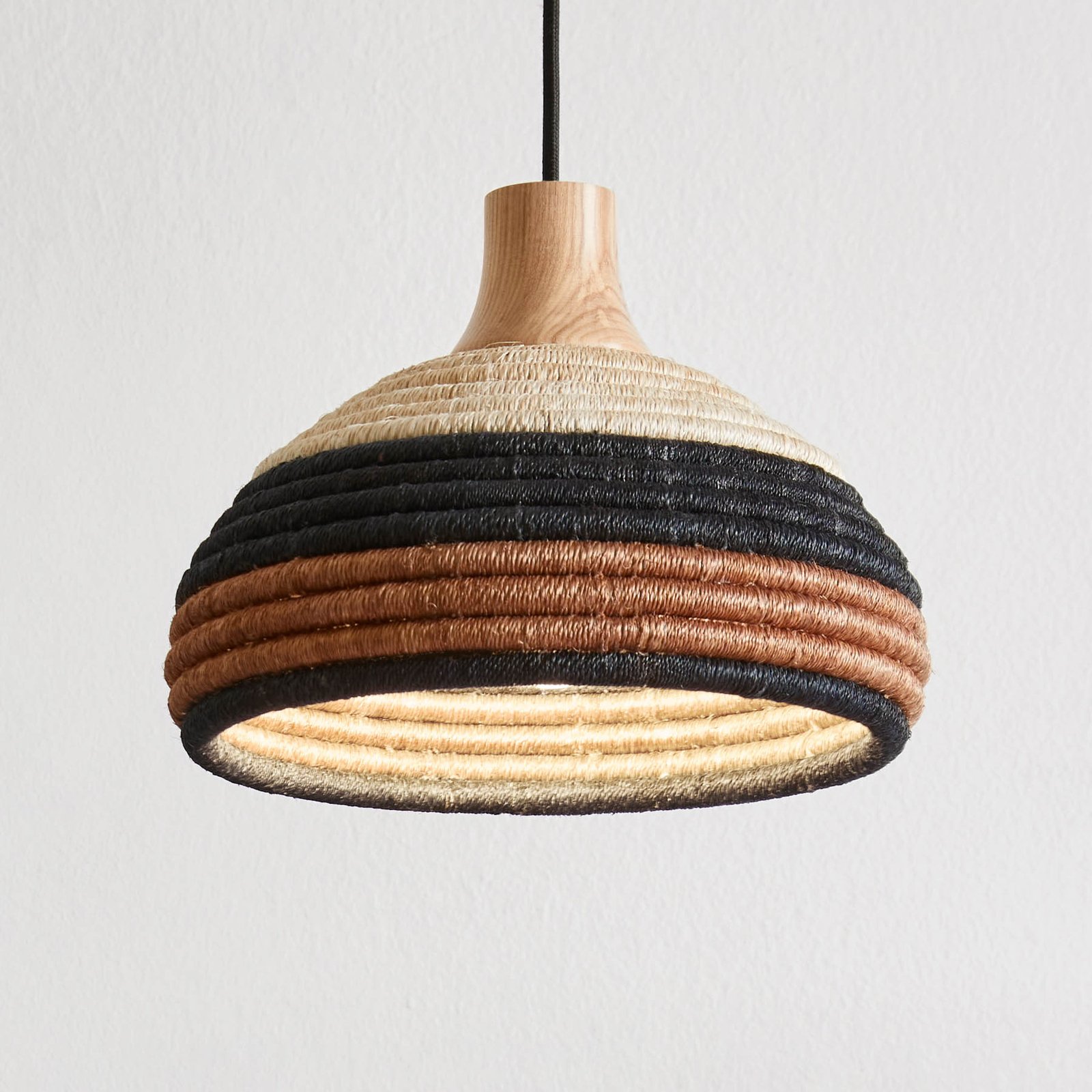 Forestier Grass XS pendant light, rattan and abacá