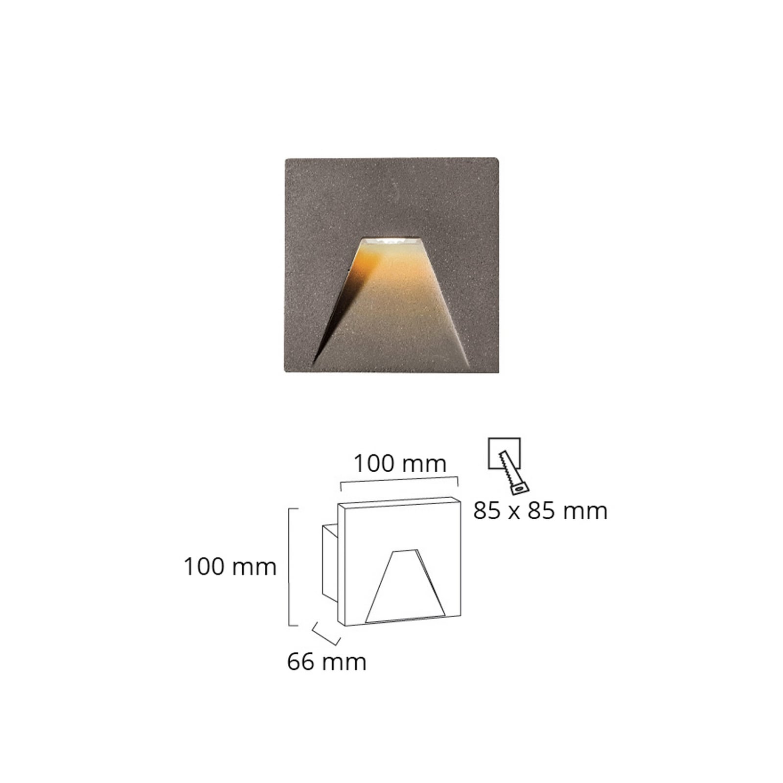 LED-Außenwandeinbauleuchte Space, grau, 10x10 cm LED-Außenwandeinbauleuchte Space, grau, 10x10 cm