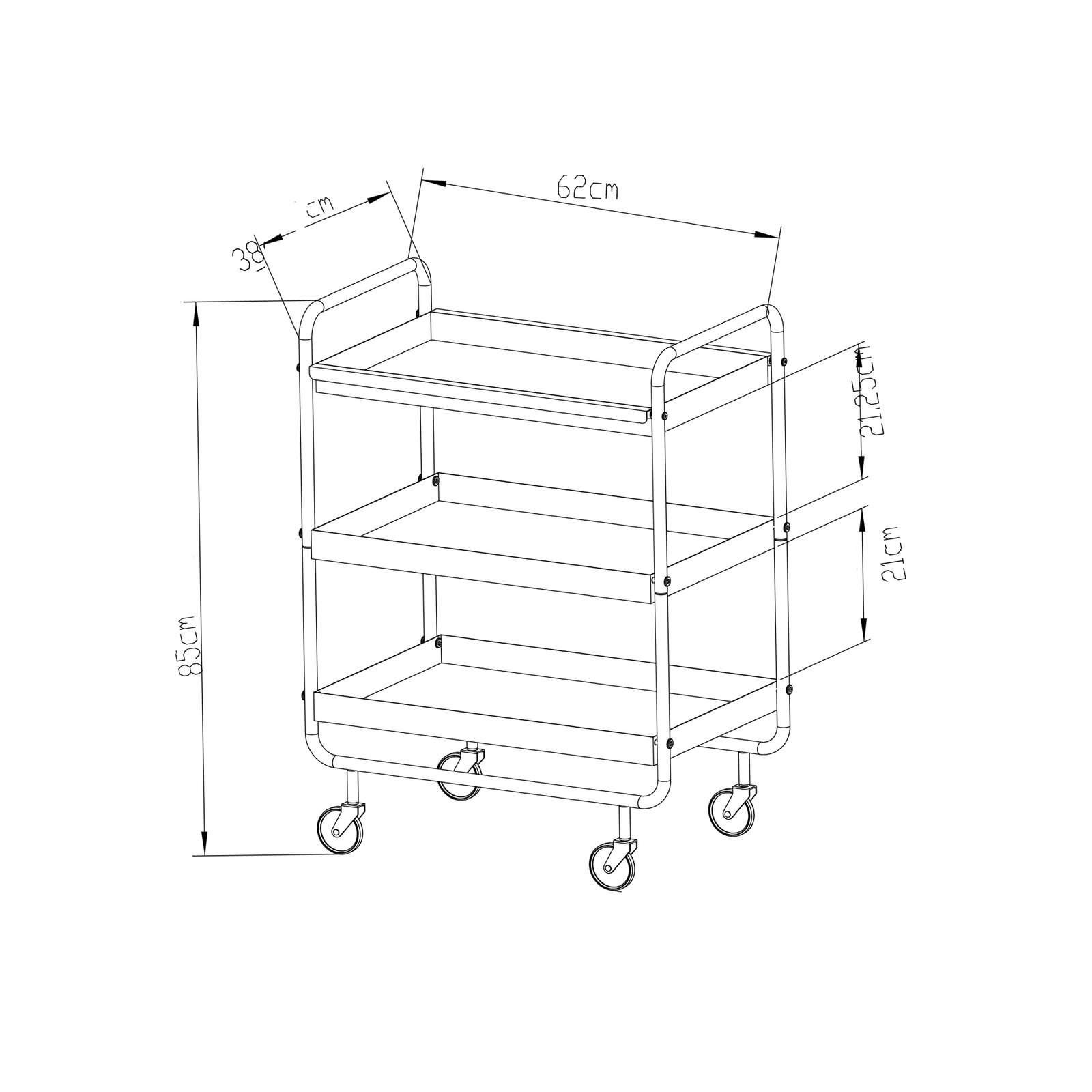 HDRoll Trolley, white/chrome 85x62x38 cm Metal - House Doctor HDRoll Trolley, white/chrome 85x62x38 cm Metal - House Doctor