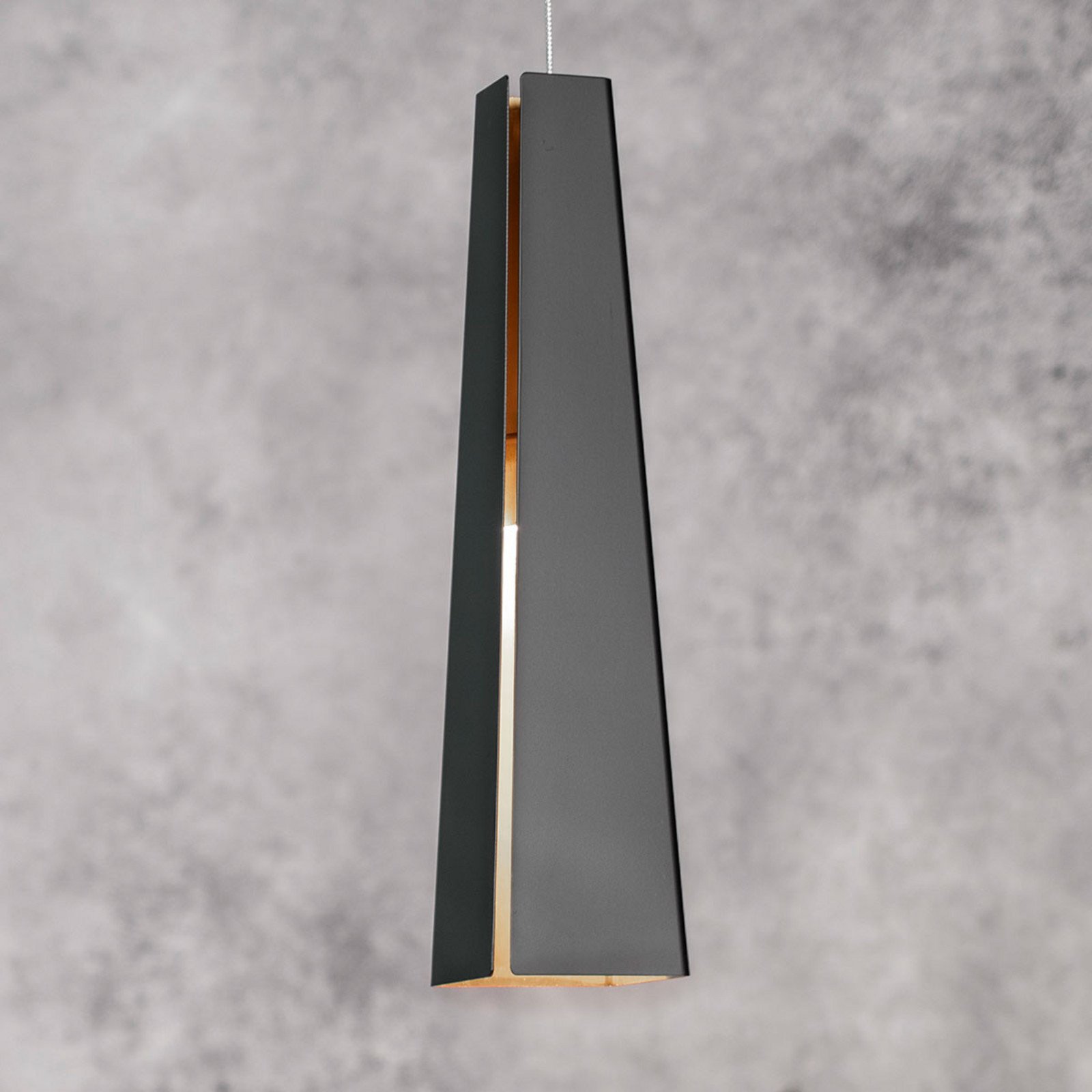 FARO BARCELONA Lampă pendul din aluminiu Pluma LED negru-auriu - Camera de zi / sufragerie - modern - negru auriu - Metal