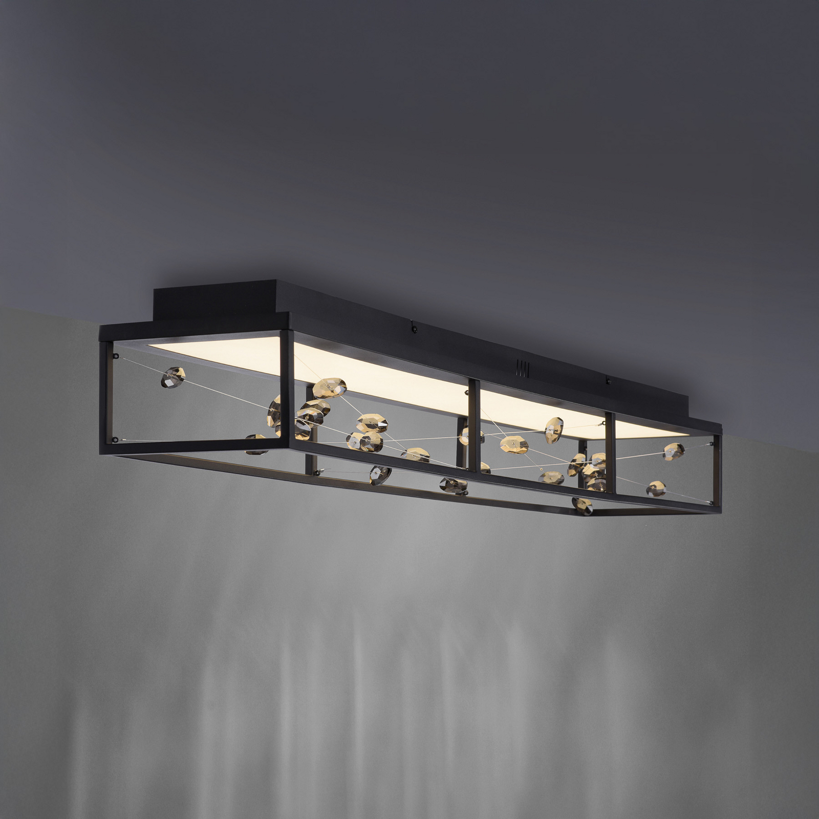 LED lubų šviestuvas „SKINA“, juodos spalvos, 112 cm, CCT, reguliuojamas, su LED lubų šviestuvas „SKINA“, juodos spalvos, 112 cm, CCT, reguliuojamas, su